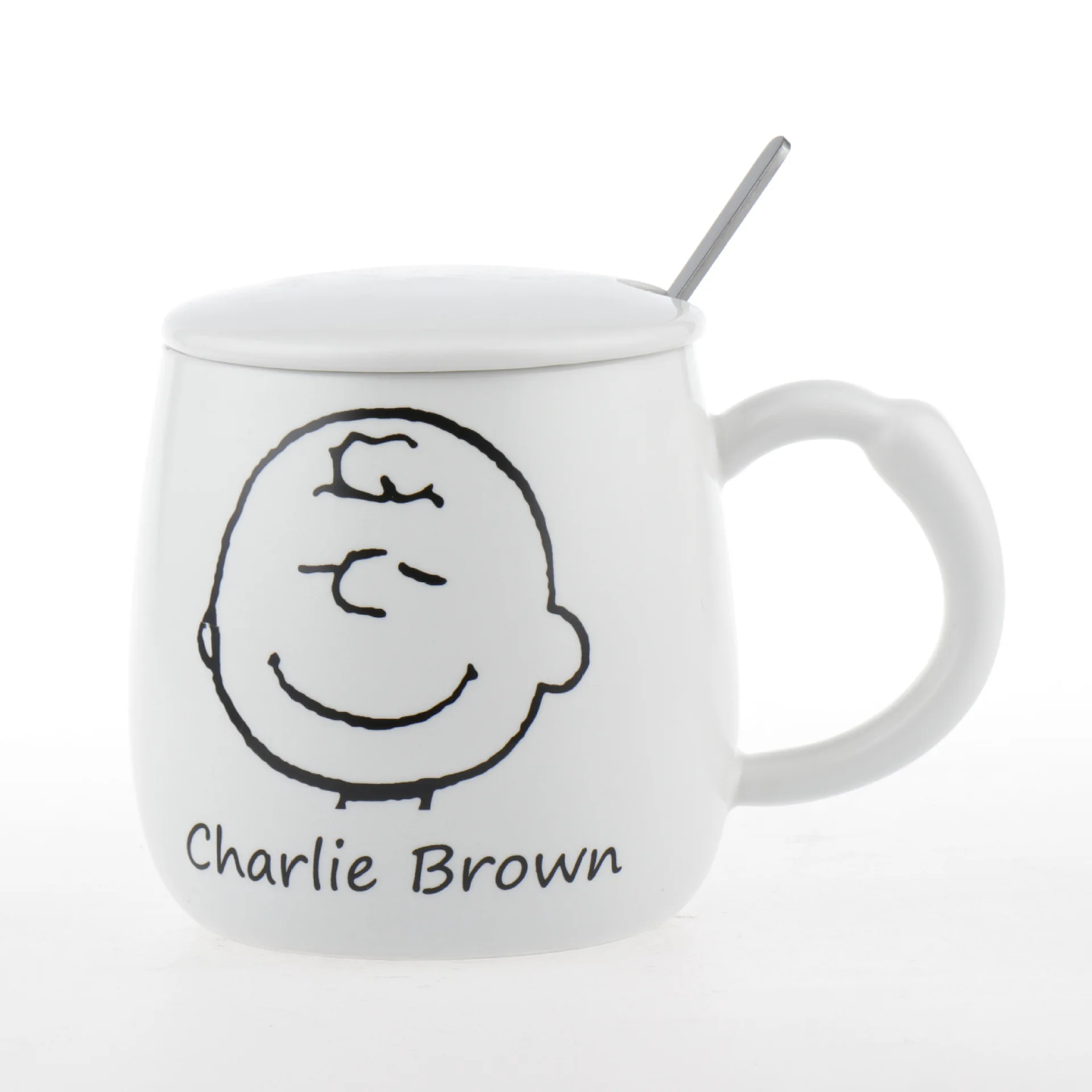 Snoopy Mugs Cute Cartoon Home Office coffee cup 390ml Water Mug with Lid Spoon Couple Ceramic Mug Drinkware Kids Birthday Gifts