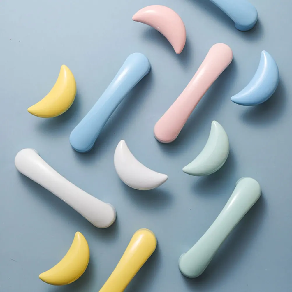 

2Pcs Ceramic Drawer Knobs Pull Handles Stylish Moon Design for Cabinet Wardrobe Furniture Cupboard Bin Chest Home Office Bar
