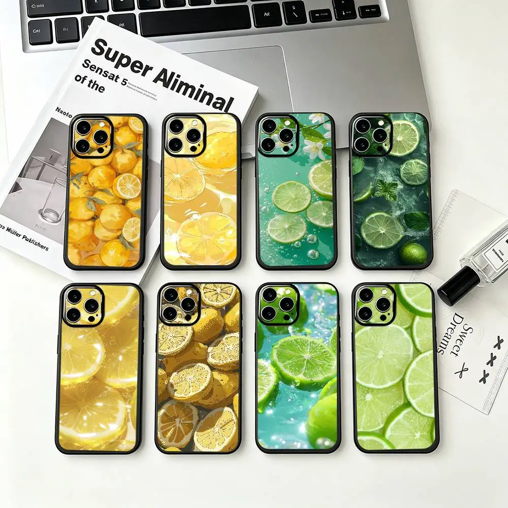 

Lemon Slices Phone Case For iPhone 17 16 15 11 12 14 13 Pro Max Mini X XS XR 7 Plus SE Black Cover