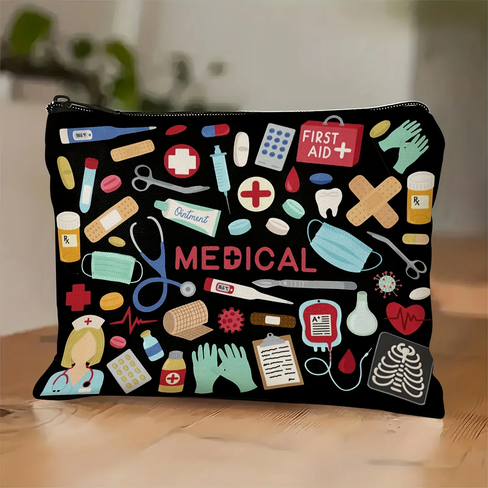 1pc Medicine Bag Zipper Pouch for Nurse Medical Bags Travel Bag Storage Funny Zipper Meds Pouch Travel Gift for Friend