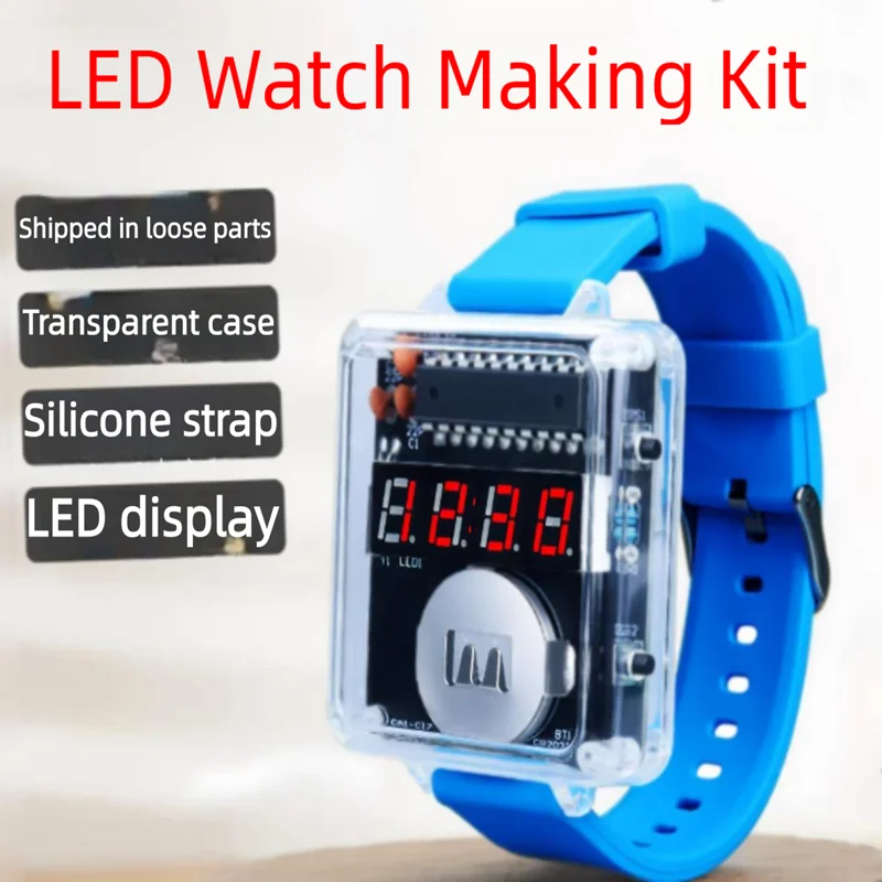 LED Watch Kit DIY Electronic Watch Loose Parts Soldering Ass