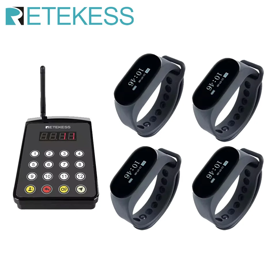 RETEKESS TD154 Kitchen Pager Waiter Calling System Restaurant Pager 4 Waterproof Watch Receiver Transmitter For Coffee Bar Hotel