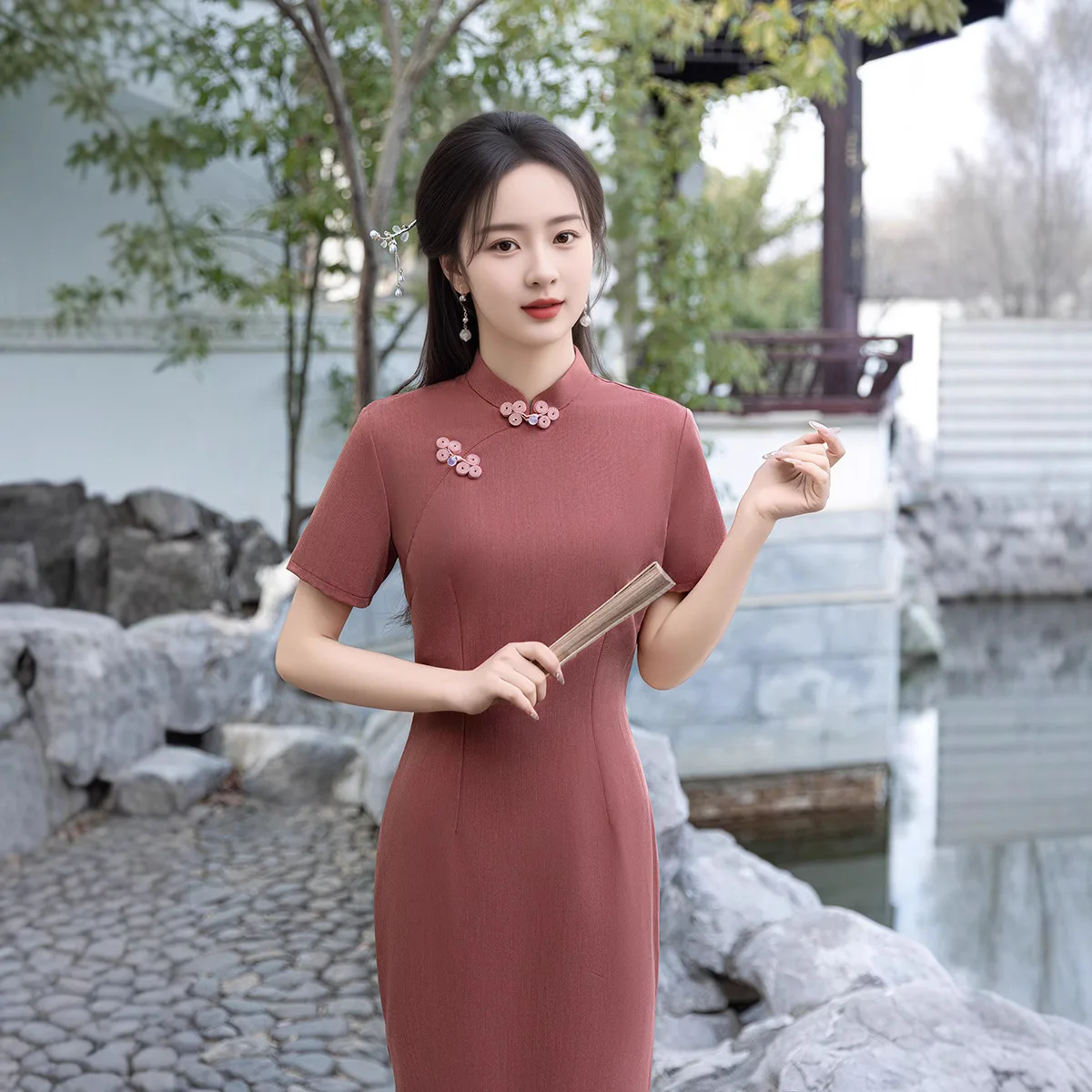 

Ципао в китайском стиле сексуальное женское платье Cheongsam с коротким рукавом винтажное классическое длинное китайское платье Vestidos