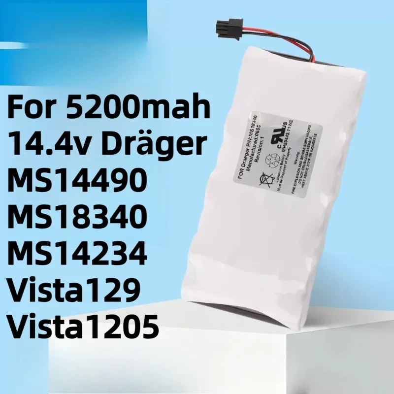 For 5200mah 14.4v Dräger MS14490 MS18340 MS14234 Vista129 Vista1205 Battery