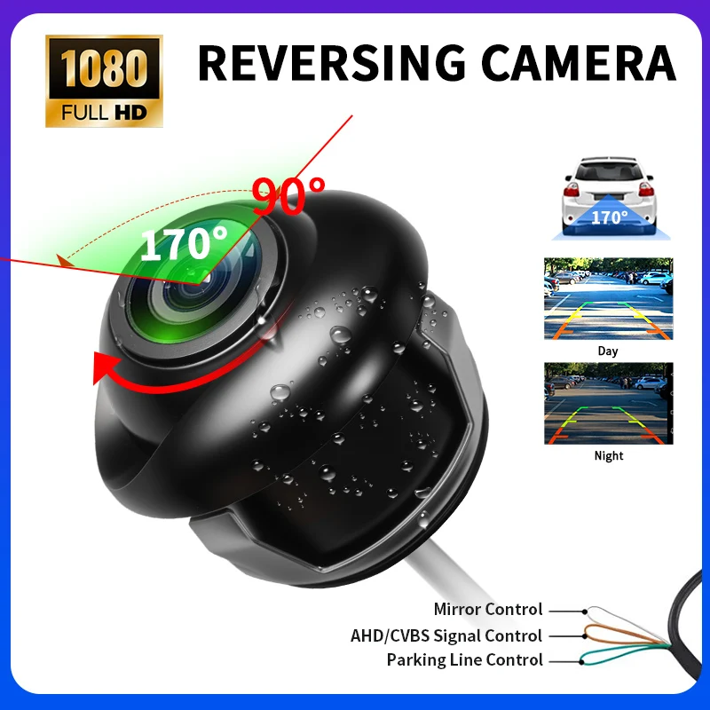 AHD1080P Fisheye Car Reversing Camera 170° Wide Angle HD Night Vision IP68 Waterproof Universal Vehicle Parking Camera