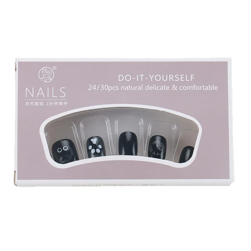 

Wearing nail pads Premium sense black handmade manicure removable sweet and cool fake nail pads