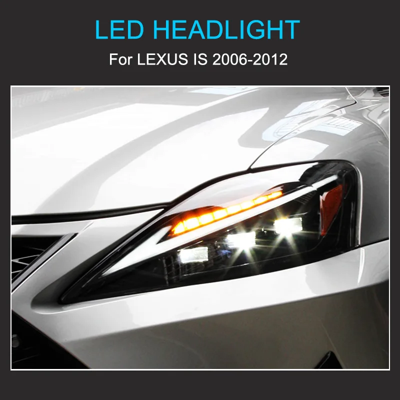 1 Pair Full LED Headlight Assembly for Lexus IS250 IS300 2006-2012 Plug and Play with LED DRL Dynamic Turning Rear Tail Lamps