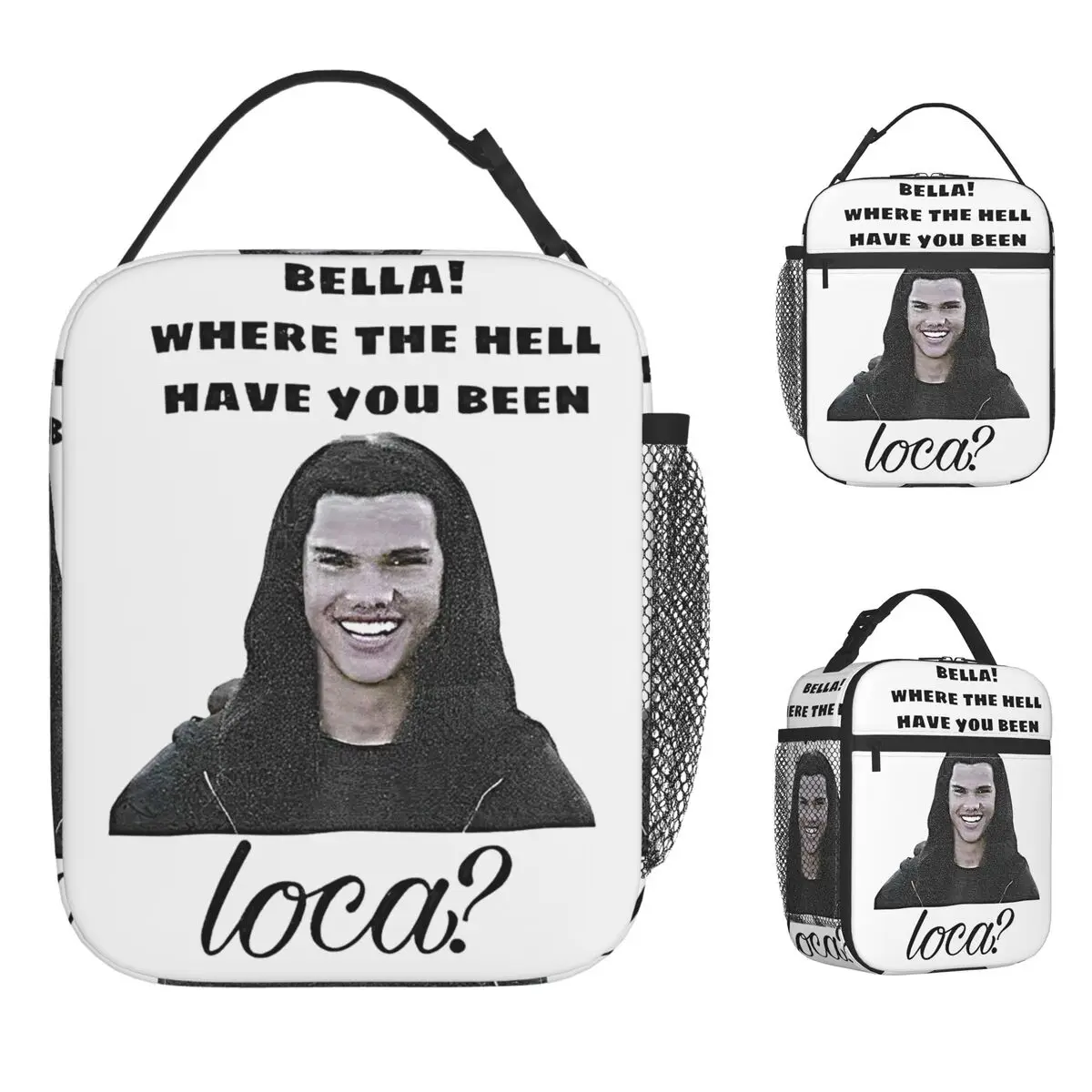 جاكوب توايلايت بيلا أين الجحيم هل كنت لوكا حقيبة الغداء صندوق الغداء خمر للطفل في الهواء الطلق نزهة حقيبة للحفاظ على البرودة المحمولة