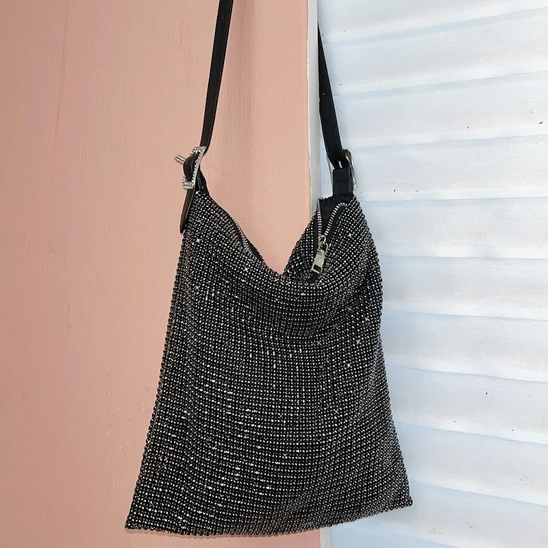 حقائب سهرة فاخرة من الماس للنساء حقيبة كتف ناعمة من حجر الراين الكريستالي حقائب يد للمتسوقين وحفلات الزفاف للسيدات