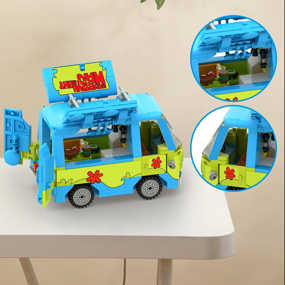 MOC Mysteryed Machine Car Model Kit Building Blocks Movie Scooed Doo Panel Van Cartoon Vehicle Bricks Toys For Kids Gifts