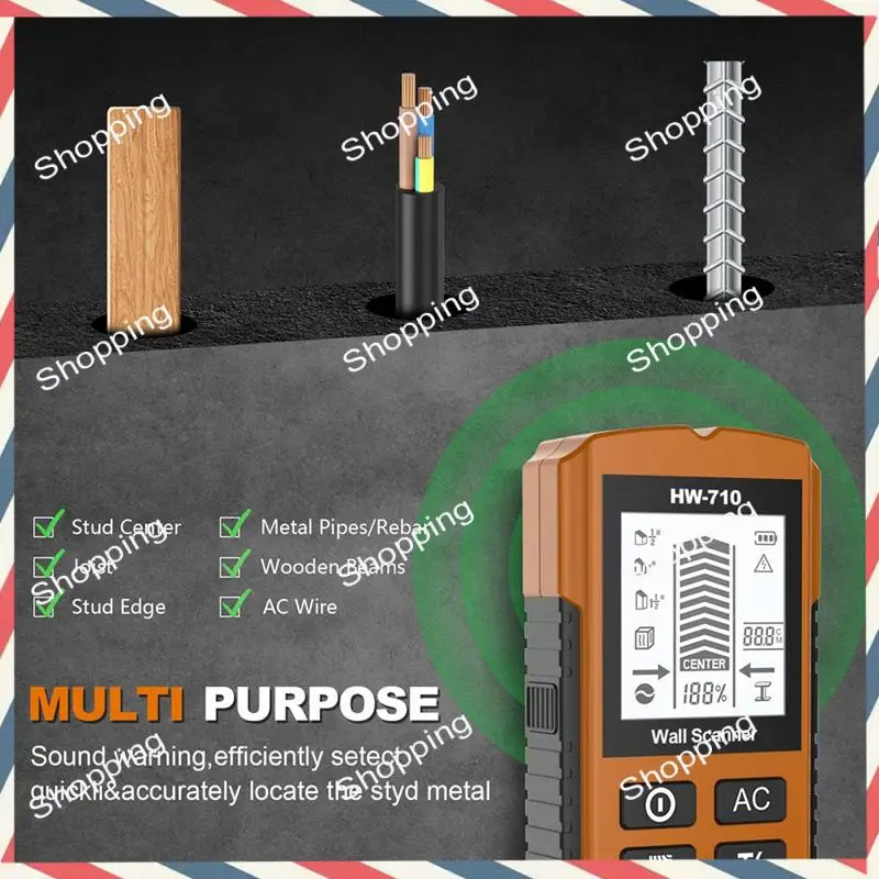 M20K Metal Detector da parete Profondità Cercatore di perni da parete Borchie in metallo e legno Tensione CA Rilevamento filo sotto tensione Scanner da parete Scatola elettrica