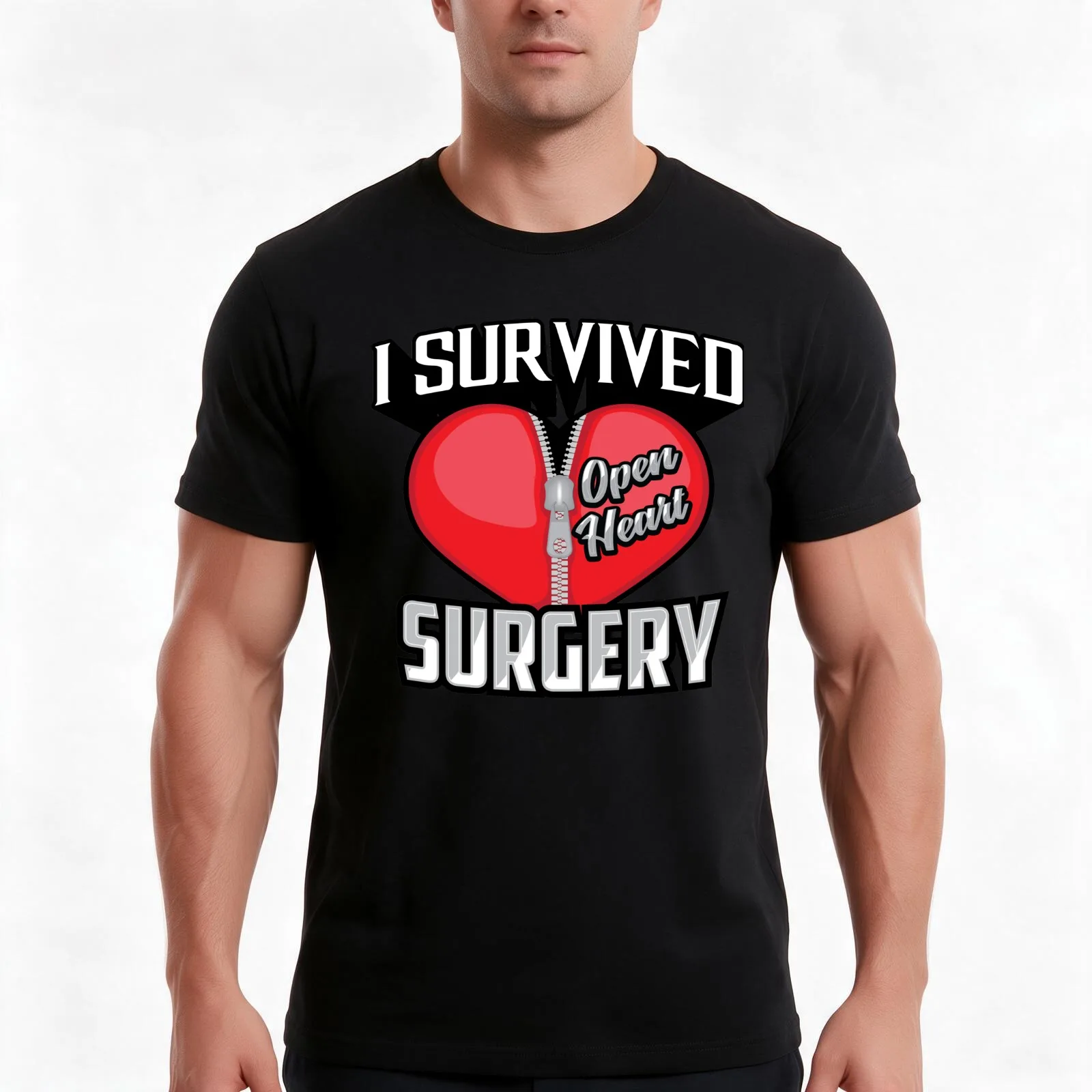 Cute Stylistic I Survived Open Heart Surgery Art Gift T-Shirt Summer Casual Cotton Tee Oversized Streetwear Tops 100% Cotton