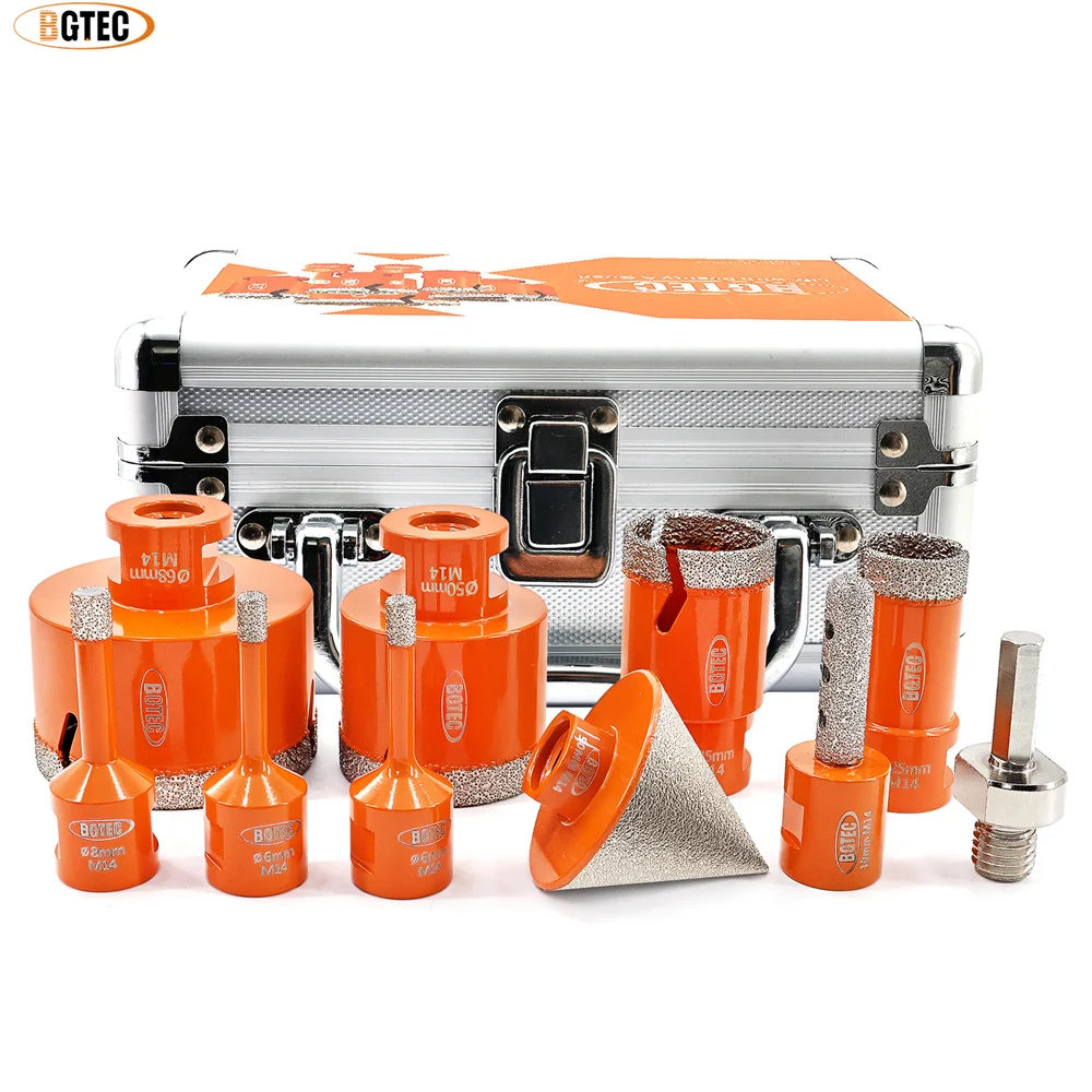 

BGTEC Dry Core Drilling Bits Set 10pcs with Lightning Teeth M14 Thread Drilling Ceramic Porcelain Tile Marble Granite Hole Saw