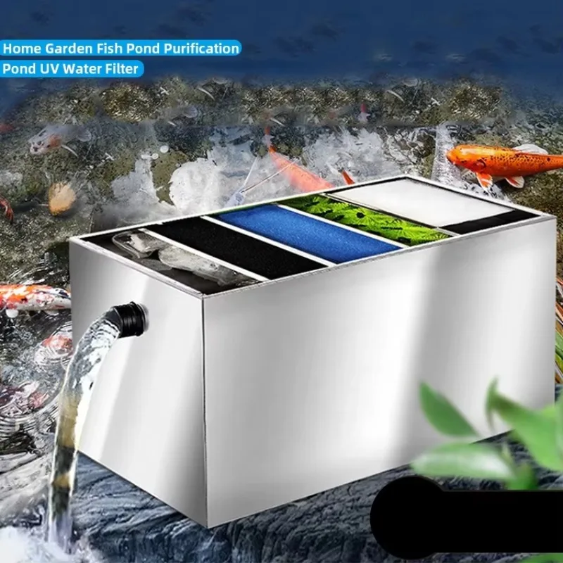Outdoor pond stainless steel large water circulation system external aquarium filter box