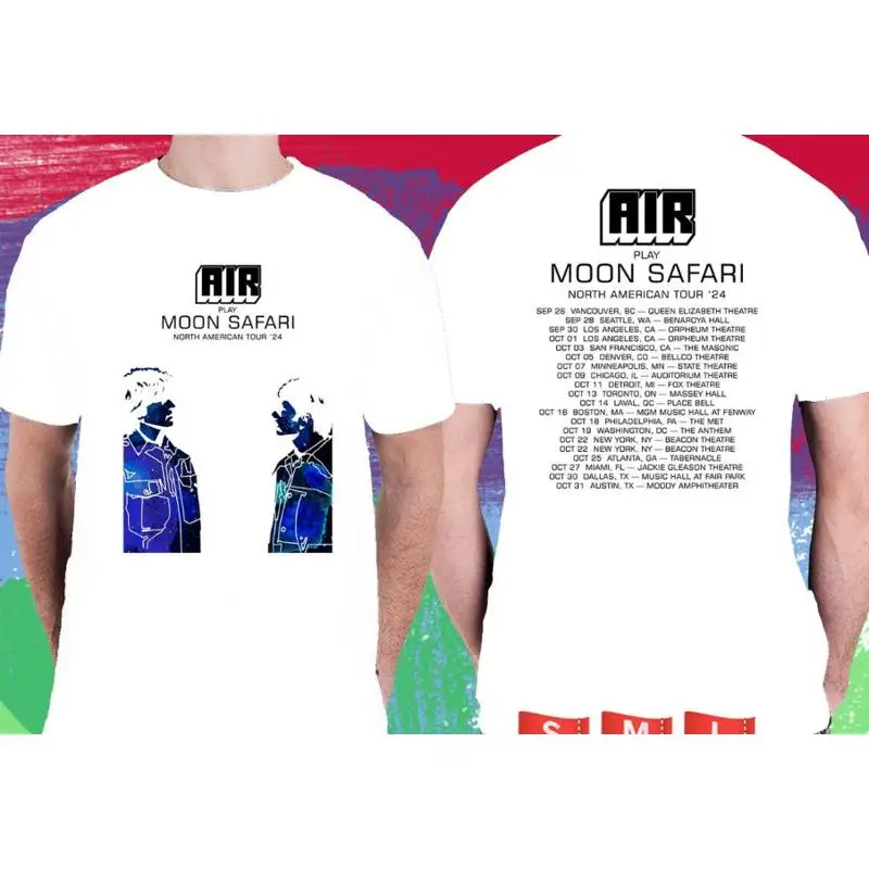 AIR MOON SAFARI N.AMERICA TOUR 2024. AIR TOUR. Camiseta BRANCA UNIS