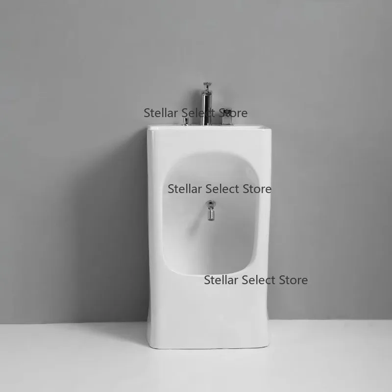 Factory Wholesale Bathroom Pedestal Sink Free Standing Square Hand and Foot Washing Sink Muslim Wudu Foot Basin