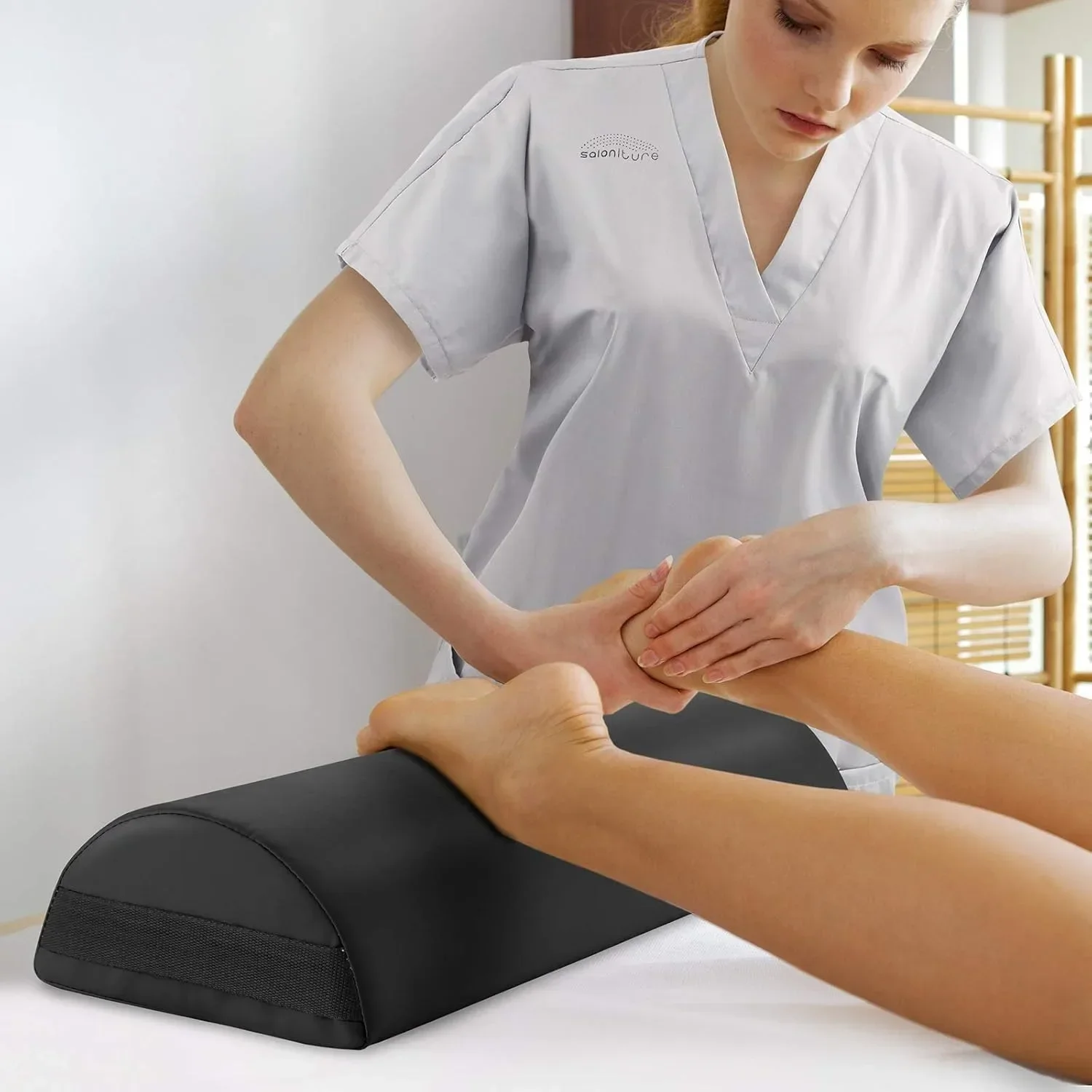 Almofada de reforço de mesa de massagem meia redonda jumbo - 26 x 9 x 4,5 polegadas - preto