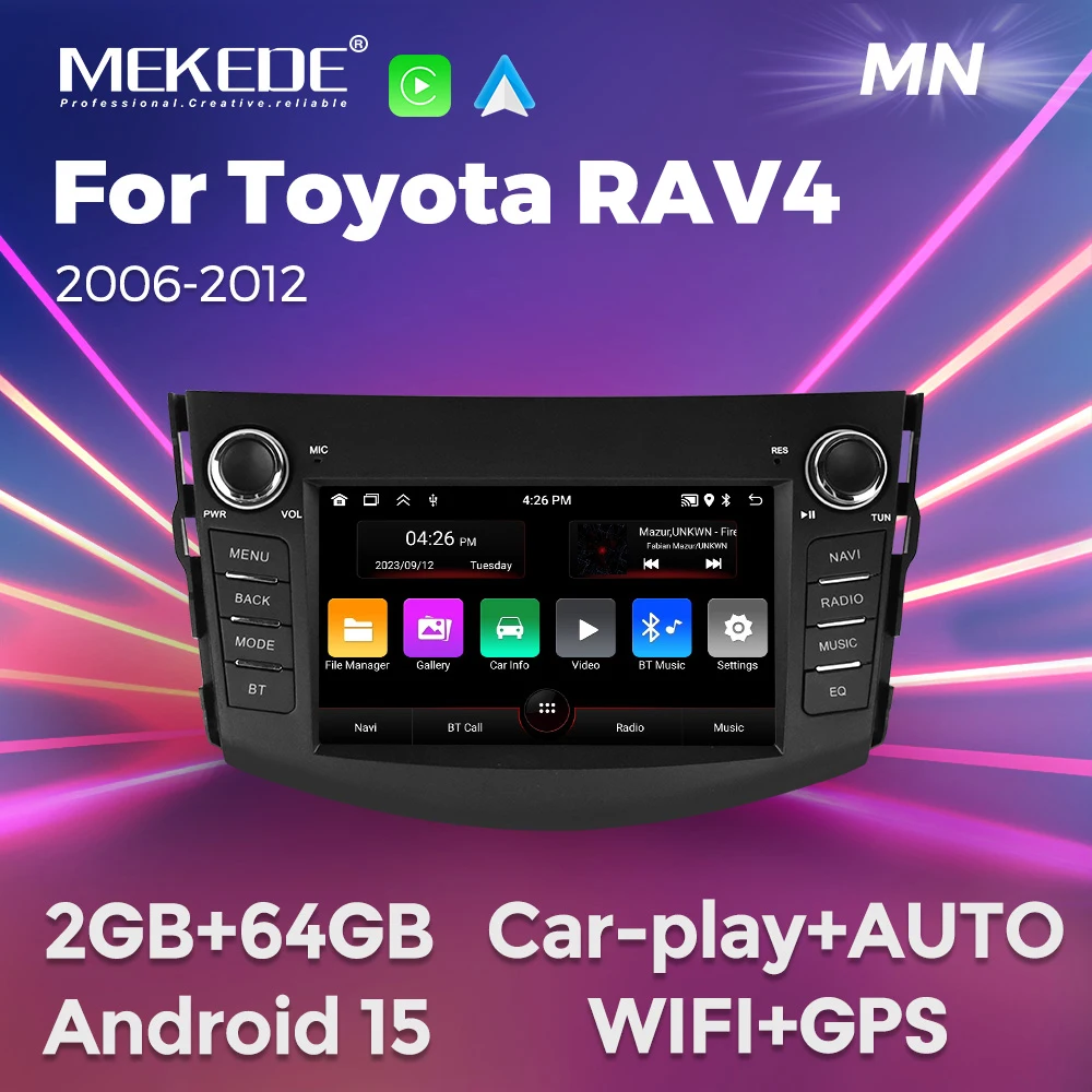 MEKEDE 7 Zoll Carplay Android Auto GPS Auto-DVD-Player für Toyota RAV4 Rav 4 2006-2012 Multimedia-Stereo ohne DVD 2 Din Head Unit