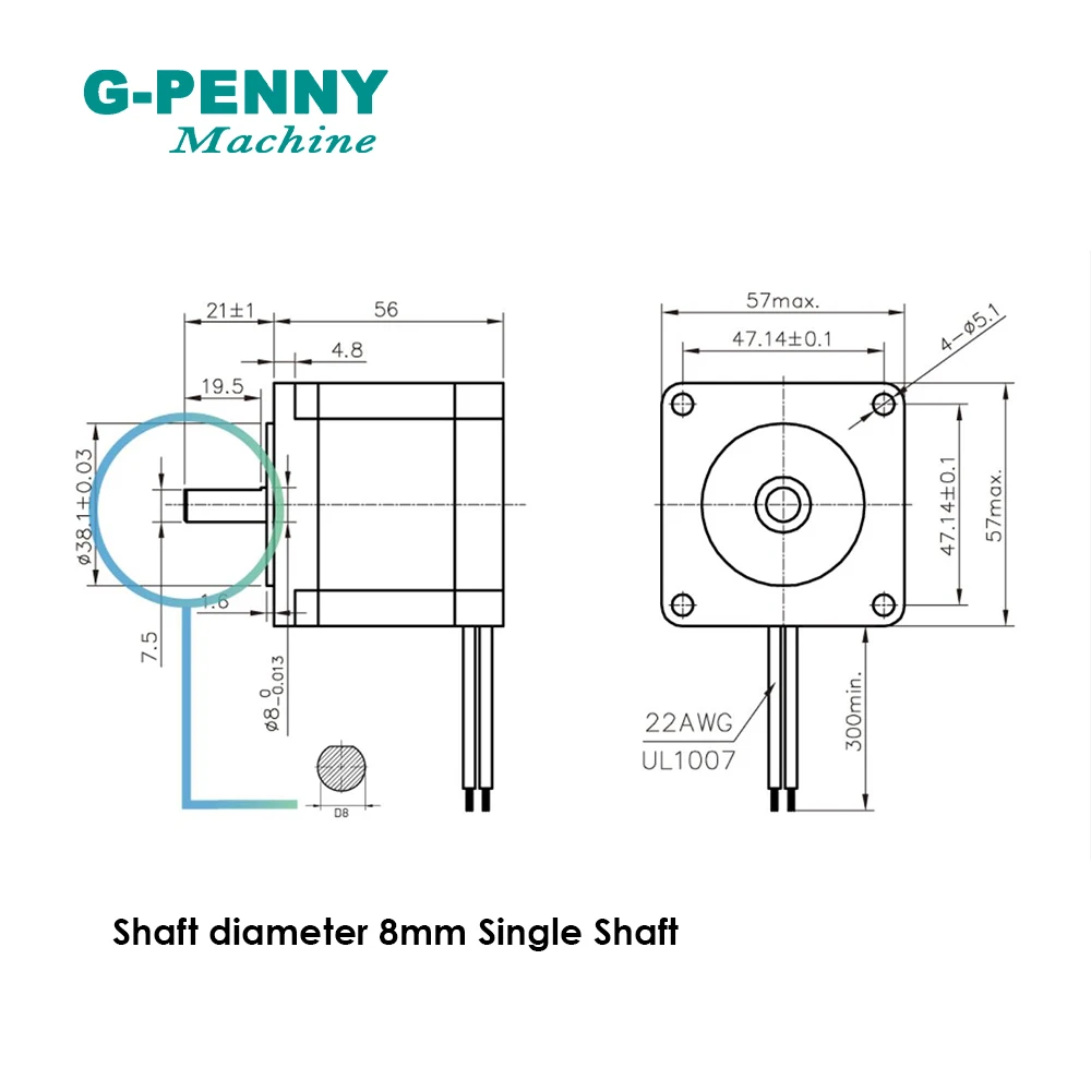 NEMA23 Cnc Stappenmotor 57X56Mm 3A 1.2N. M As D = 8Mm/6.35Mm Stappenmotor 172Oz-in Voor Cnc Graveermachine 3D Printer