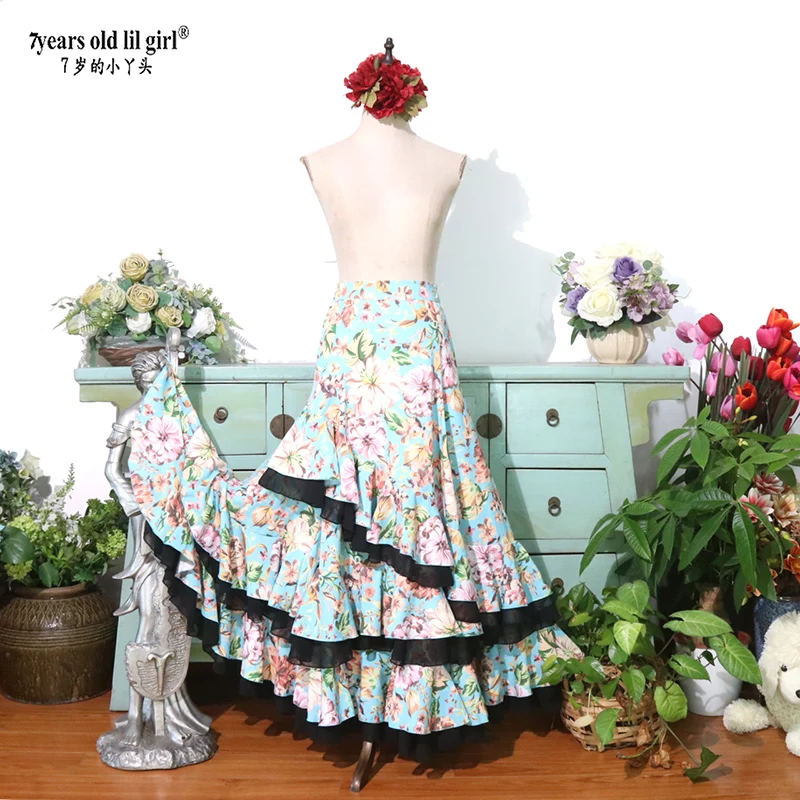 Spanish Flamenco Costume Performor Dress Women Girl Gyspy Ballroom 1estival Performance Dance Wear multiple colors