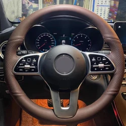 Hand-stitched non-slip Leather Steering Wheel Cover For Mercedes Benz A-Class W177 B-Class W247 C-Class W205 CLS-Class