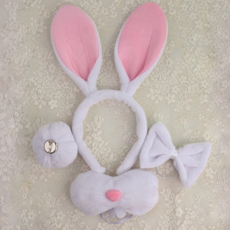 Kids Animal Costume Easter Bunnies Ear Headbands Bowtie Tail Glove 4/5/6pcs Set