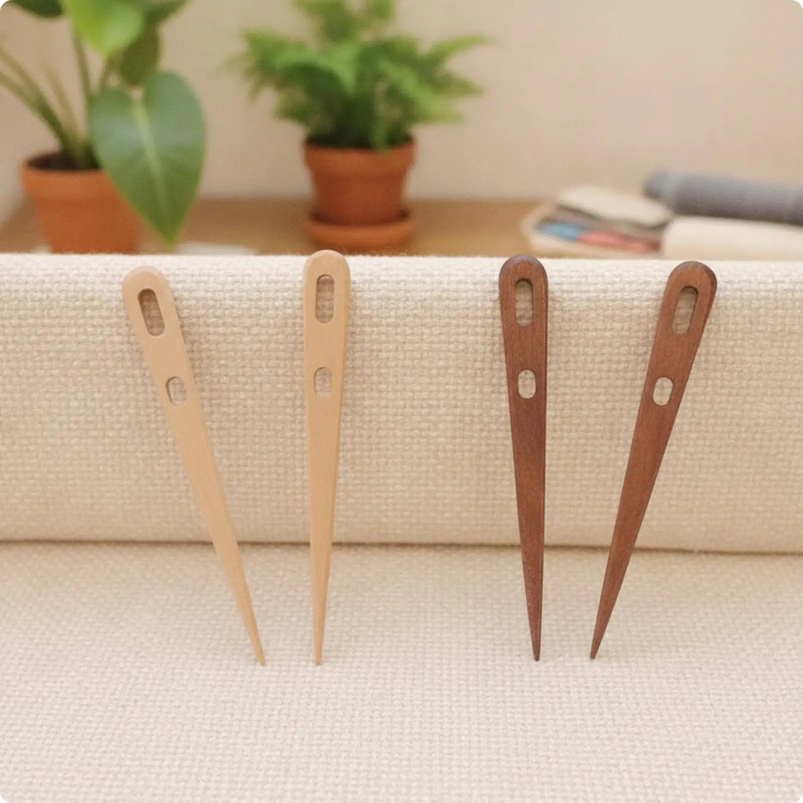 Wooden Knitting Needle Tool with Two Holes for Tapestry Cord Crafting Supplies