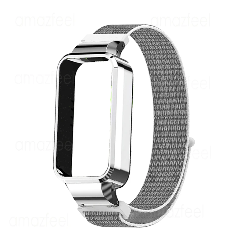 Pulseira protetora para xiaomi banda inteligente 9 pulseira ativa para redmi banda inteligente 3 pulseira de náilon + escudo protetor de metal