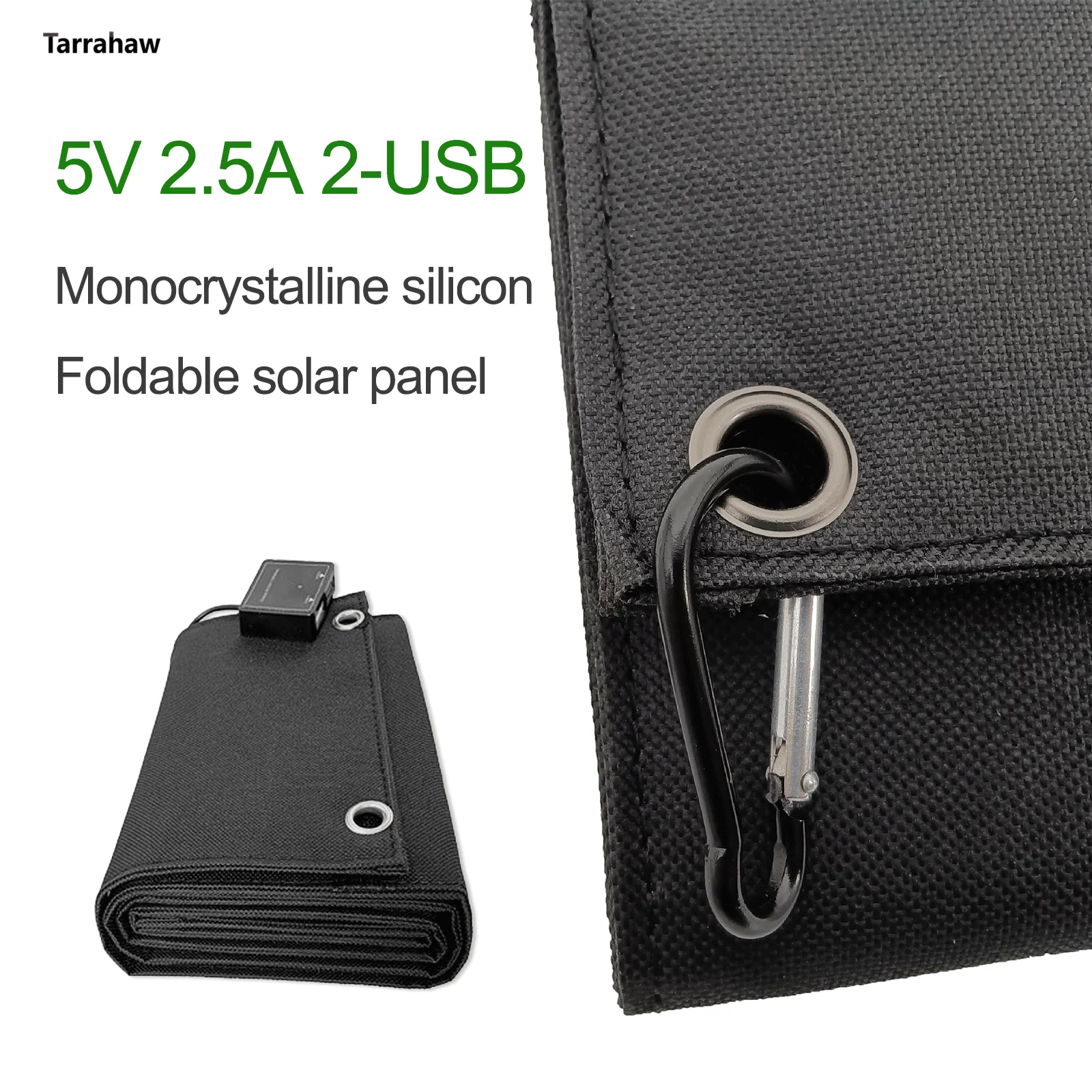 25W Monocrystalline Solar Panel 2 USB Portable Photovoltaic Panel Folding Bag Outdoor Power Bank Hiking Mobile Phone Charger