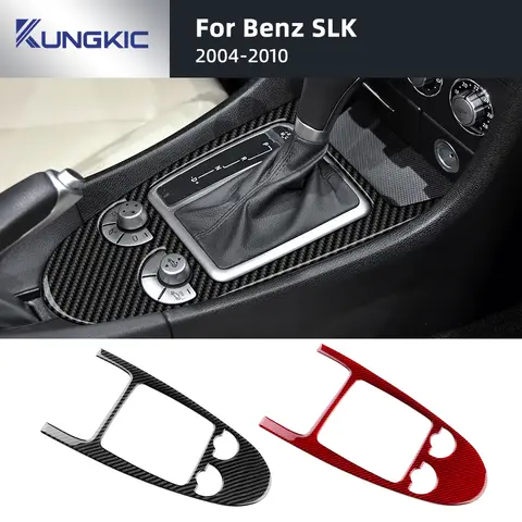 메르세데스 벤츠 SLK R171 2004 2005 2006 2007 2008 2009 2010 자동차 중앙 제어 기어 시프트 리얼 소프트 탄소 섬유 트림 스티커