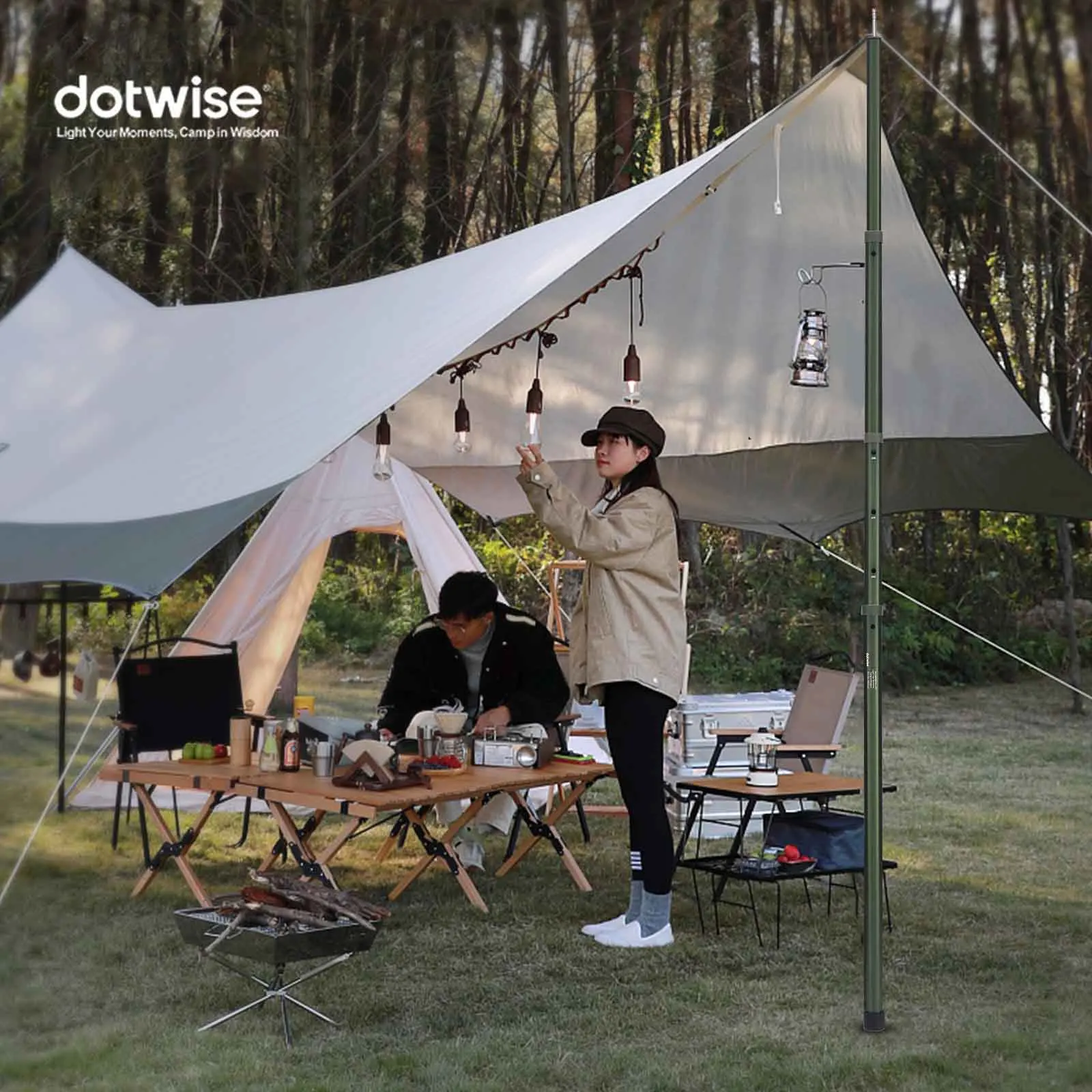DOTWISE Outdoor Camping Tent Pole Retractable Aluminum Alloy Canopy Pole Waterproof Cloth Beach Sunshade Support  Pole view 5