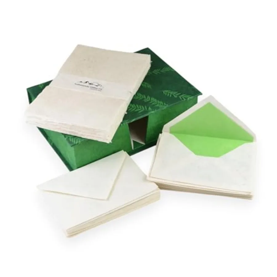 

Vintage Stationery Gift Box Set with 50 Handmade A5 Deckle-edge Lokta Paper Sheets and 30 Envelopes