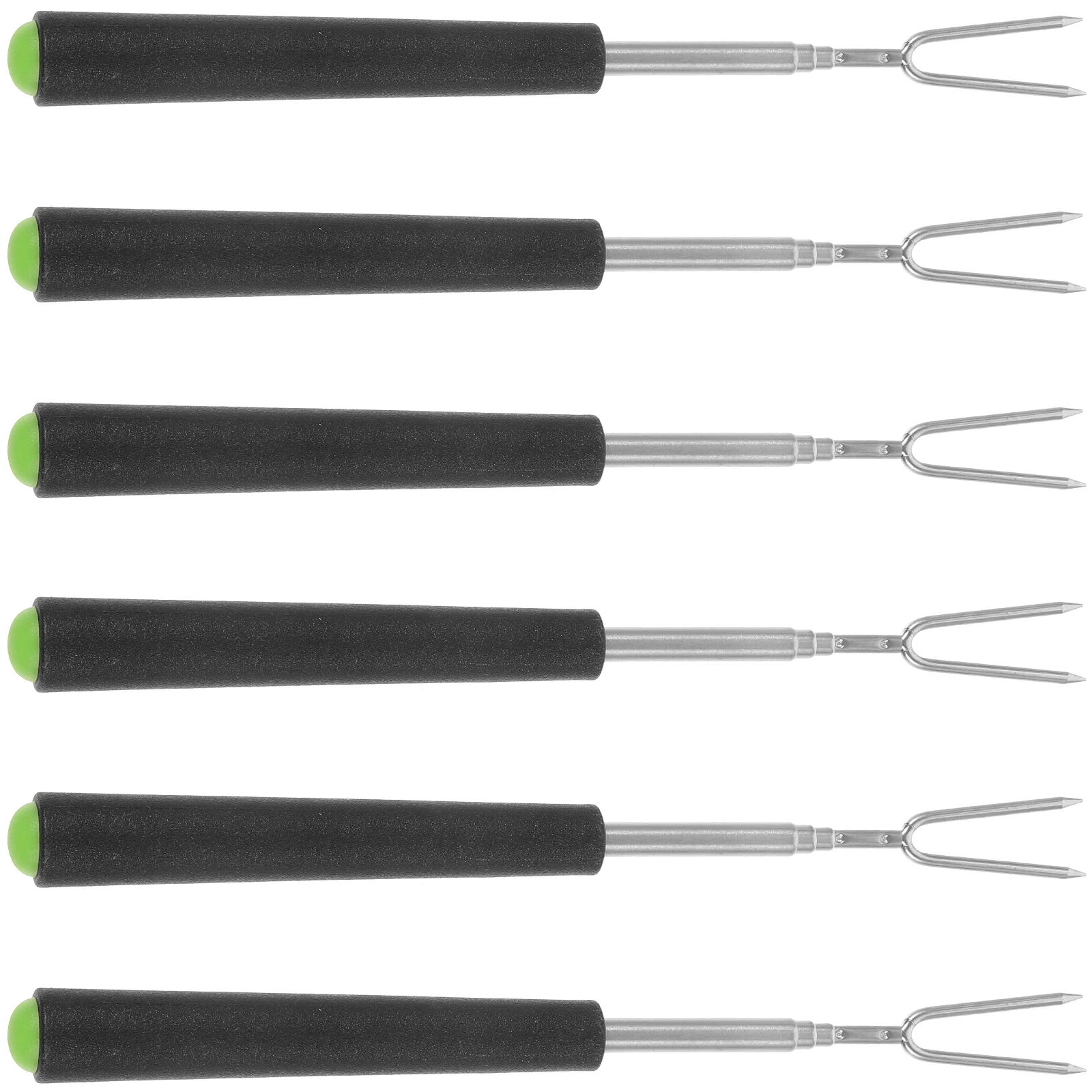 

6 Pcs Stainless Steel Meat Forks Outdoor BBQ Tools Metal Skewers Grilling Roasting Kabob Hot Dog Fork V Shape Safe Material Easy