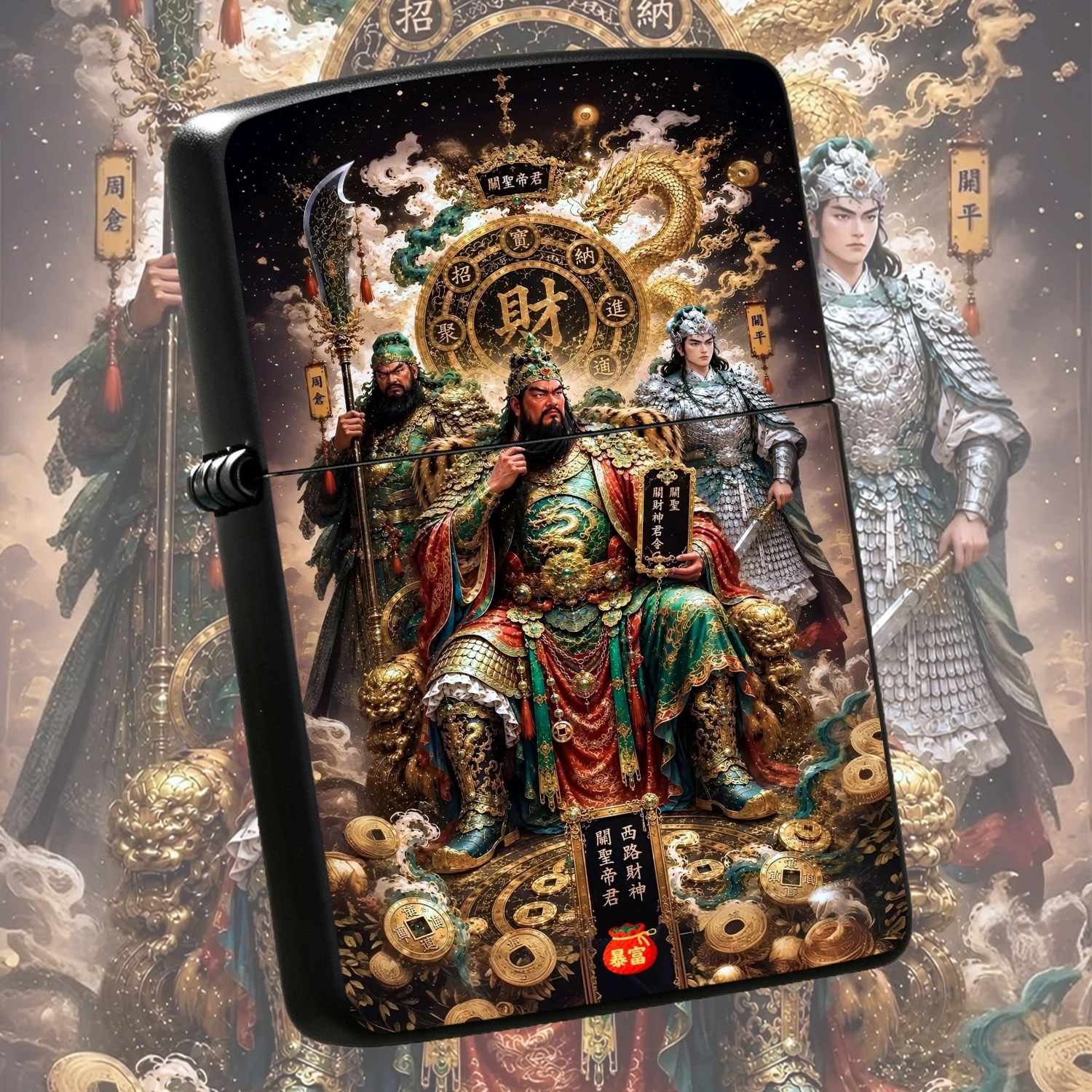 Guan Sheng Emperor God Of Wealth Themed Portable Igniter, Featuring Traditional Eastern Style Fortune-Attracting Patterns, Fits All Daily Scenarios, Ideal For Gifting Or Personal Use, Brings Implied Blessings Of Smooth Fortune And Prosperou