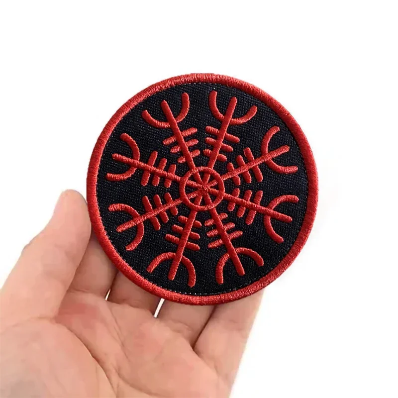 Vikings Sun Hook & Loop Patch Custom Embroidery Symmetrical Pattern Morale Badge for Military Outdoor Tactical Backpack Helmet