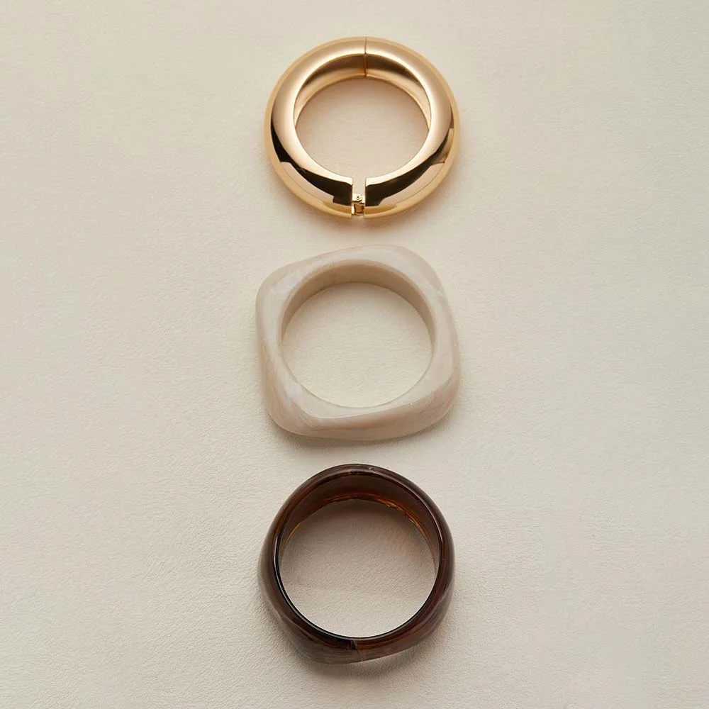 

LESHORE 3PCS Punk Big Geometric irregular Bangles Fashion Hip Hop Acrylic Wide Bangles Bracelets For Women Men New Gift Jewelry