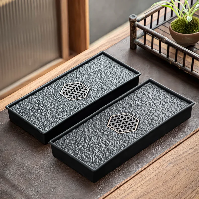 Mimicking Ugjin Stone Tea Tray Drain Water Dry Bubble Tray Insulated and Heat-resistant Teaset Storage Tea Ceremony Supplies