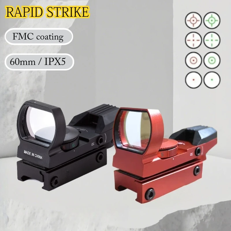 

4 Variable Reticle Holographic Red Dot Scope, Iris Silver Coating Optical Lens, Metal Slingshot Model Camera Lens Hood Accessory