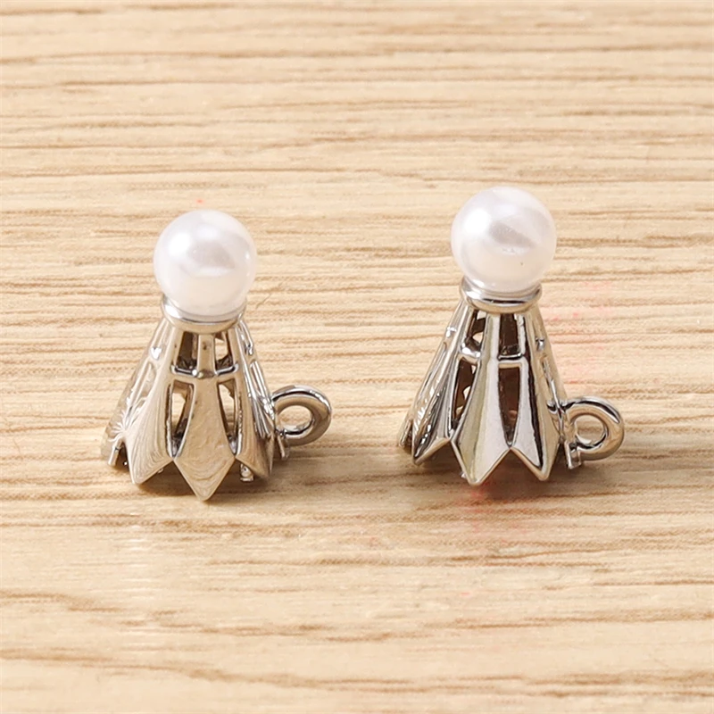 5 Stück 9 x 11 mm niedliche Mini-3D-Metall-Sport-Badminton-Anhänger für die Schmuckherstellung, Tropfenohrringe, Halsketten, DIY-Bastelzubehör – Detail 6