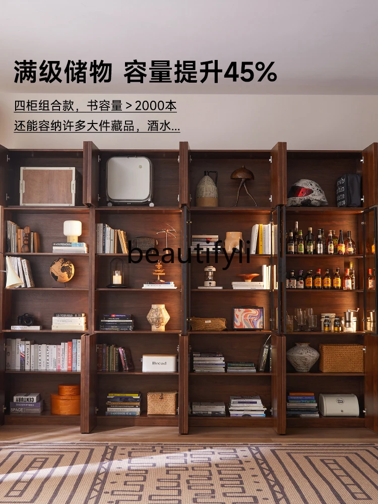 

Solid Wood Storage Cabinet Integrated Wall Retro Display Cabinet Living Room New Model