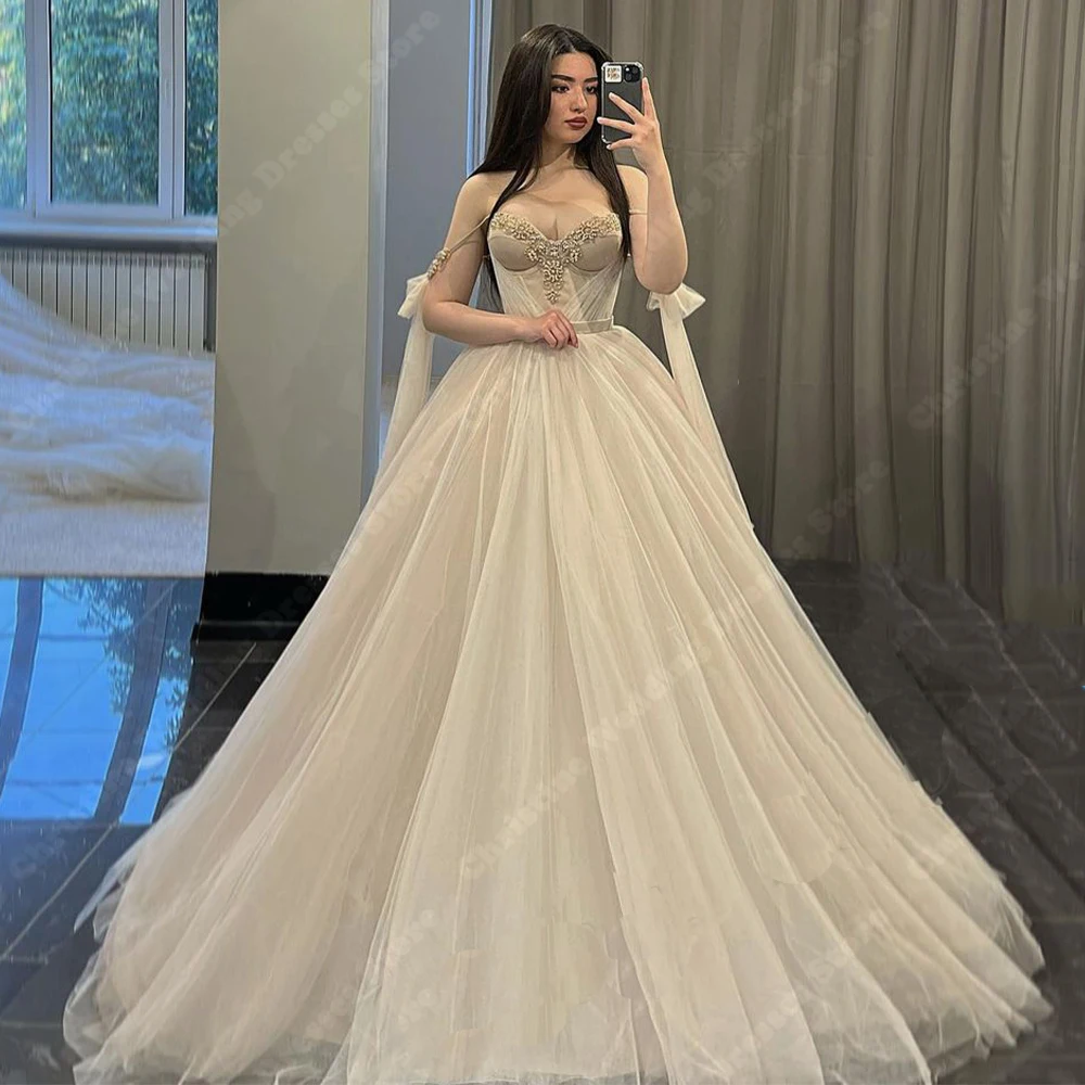 

Sweetheart Collar Women Wedding Dresses Lace Floral Printing Bridal Gowns Mopping Length Cocktail Party Vestidos De Novias 2024