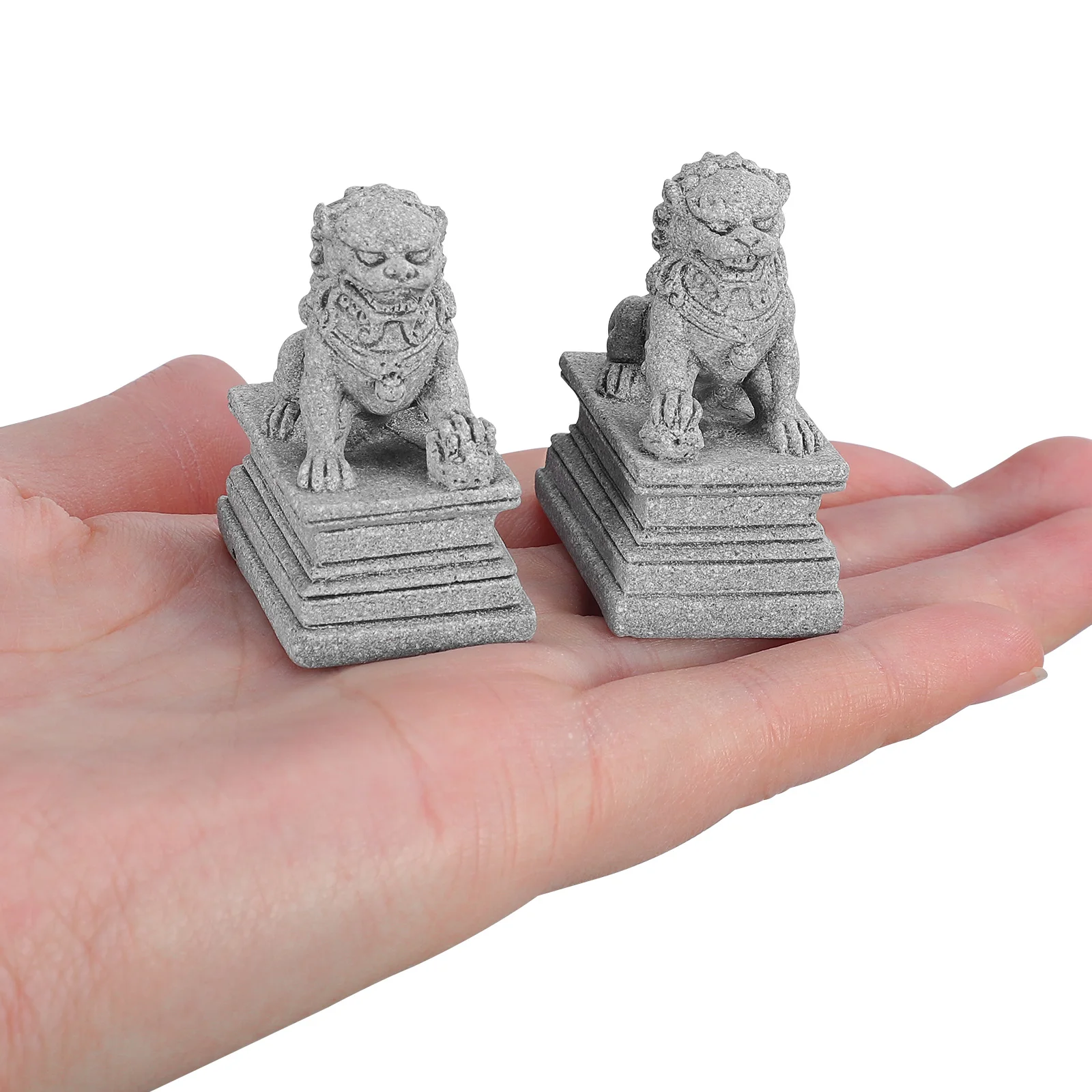 

2 Pcs Small Decorations Stone Sandstone Feng Shui Figurines Home Office Auspicious Statue