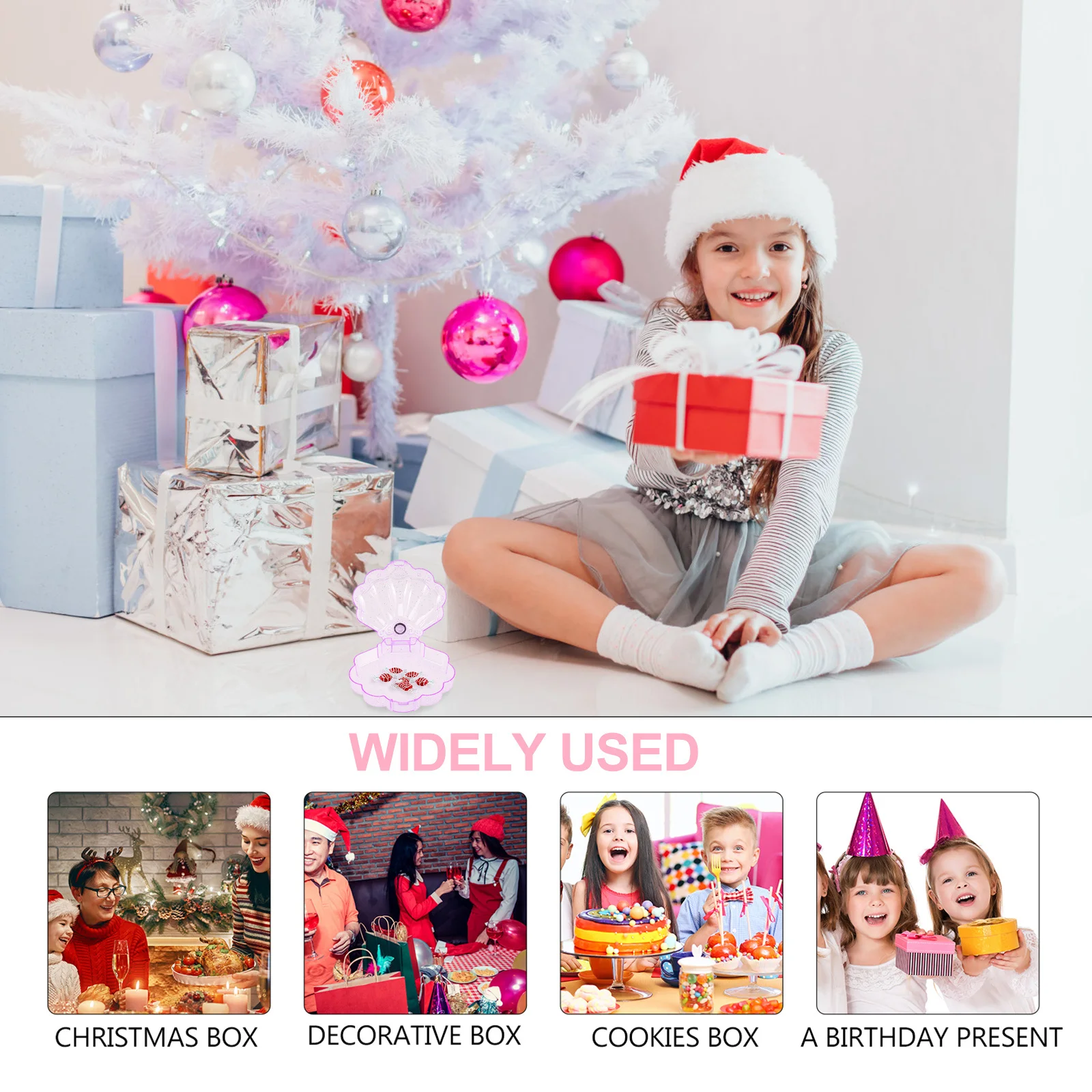 4 قطع من صندوق المجوهرات الشفاف على شكل صدفة، حاوية تخزين ذاتية الصنع للحلويات والحلوى والشوكولاتة والعناصر الصغيرة وتغليف الهدايا #6