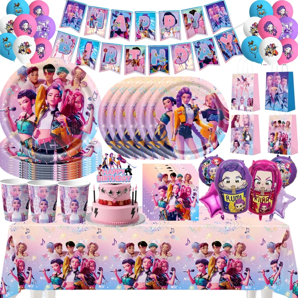 Artículos de Fiesta con Temática de Anime para Cumpleaños, Vajilla, Pancarta, Globos, Platos, Bolsas de Regalo, Llaveros, Decoración para Fiestas de Niños y Niñas