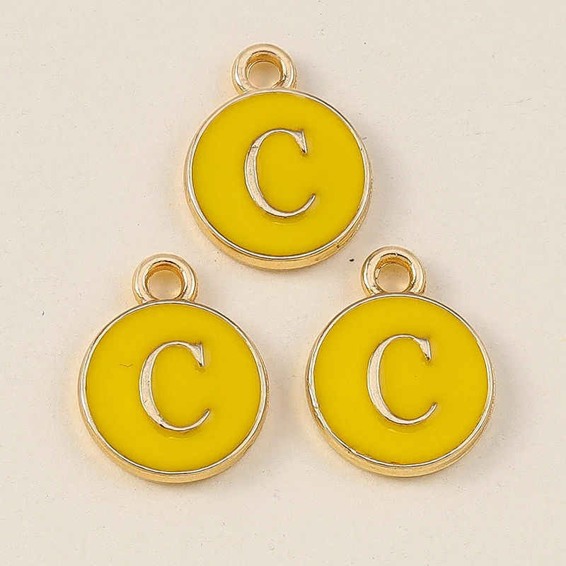 20 Stück 11x14mm Niedliche Gelbe Emaille-Alphabet-Anhänger mit 26 Buchstaben A-Z für Schmuckherstellung, DIY-Halsketten, Ohrringe und Accessoires ﻿ – Detail 5