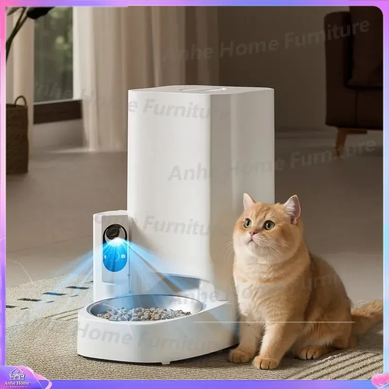 Smart Automatic Pet Feeder with HD Camera Voice Recording Remote Monitoring Large Storage for Cats Dogs Smart Feeding Device