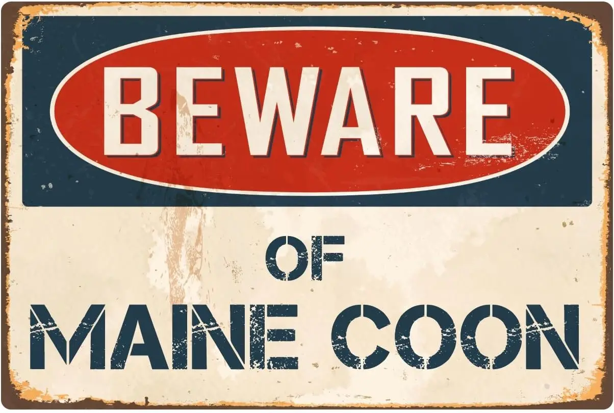 Beware Of Maine Coon 8” x 12” Vintage Aluminum Retro Metal Sign VS266