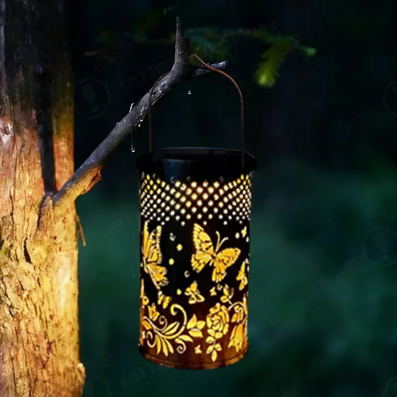 Solar Lighting Wrought Iron Hummingbird Butterfly Hollow Light Outdoor Villa Garden Garden Landscape Lighting