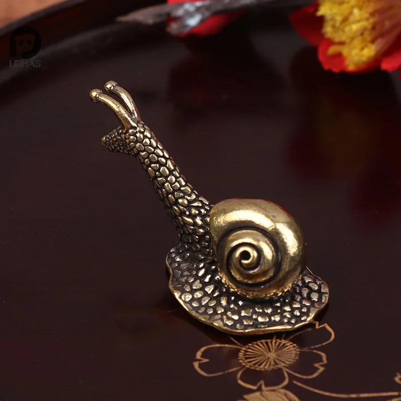 Retro Pure Copper Mini Snail Ornament Tea Pet Snail Ornament Antique Brass Animal Miniature Figurine Desktop Crafts