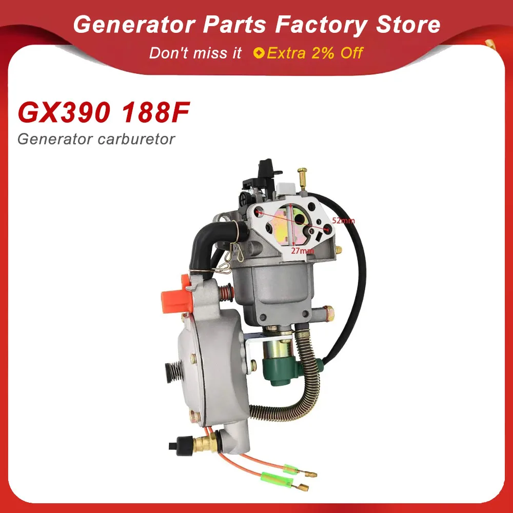 GX390 188F Water Pump Engine LPG Carburetor Dual Fuel NG Conversion Kit For Generator Parts 5-7KW 13HP P27A-LPG